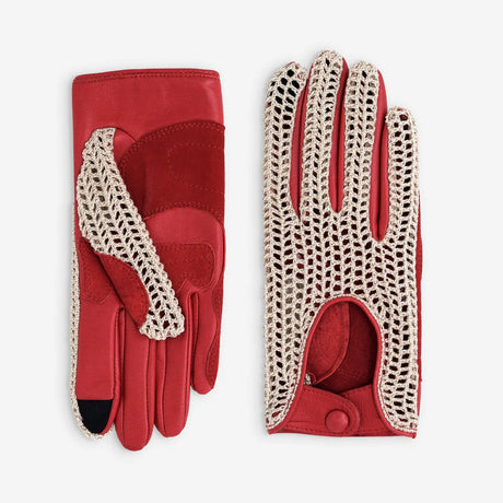 Gants cuir vélo/trottinette touche tactile Rouge Glove Story