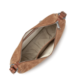 LANCASTER - Grand sac besace Lancaster Suède IT en cuir velours camel