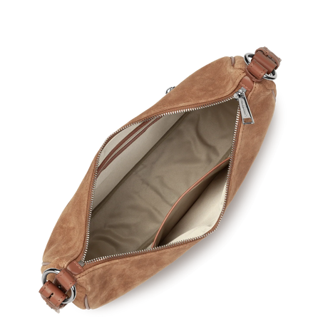 LANCASTER - Grand sac besace Lancaster Suède IT en cuir velours camel
