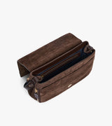 Aurore Petit sac bandoulière en cuir refente de velours embossé crocodile Le Tanneur – vue 2