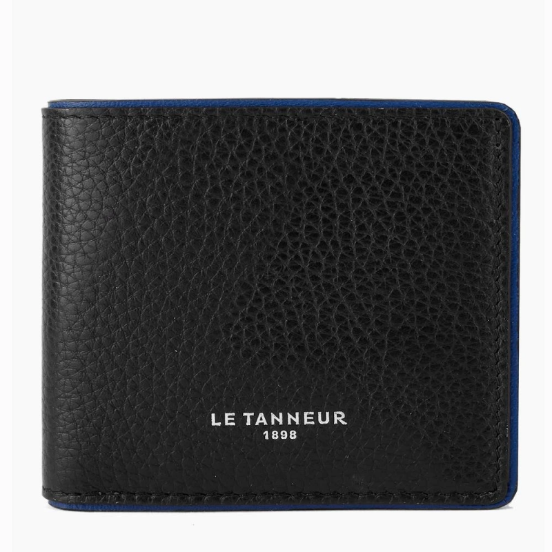 Portefeuille en cuir grainé Noir Bleu Le Tanneur