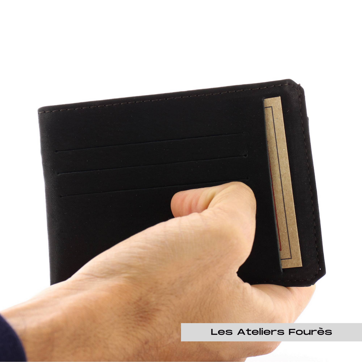 Porte papiers en cuir raffiné Baroudeur Les Ateliers Fourès – vue 3