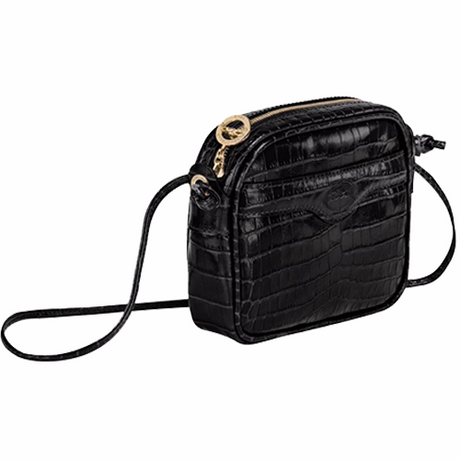 Sac bandoulière 1980 Croco noir Longchamp – vue 2