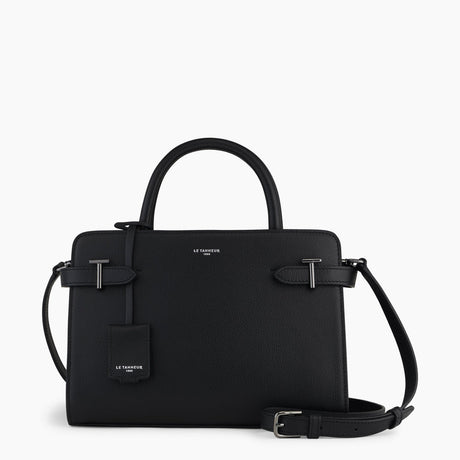 Sac à main moyen modèle Emilie en cuir grainé noir Le Tanneur