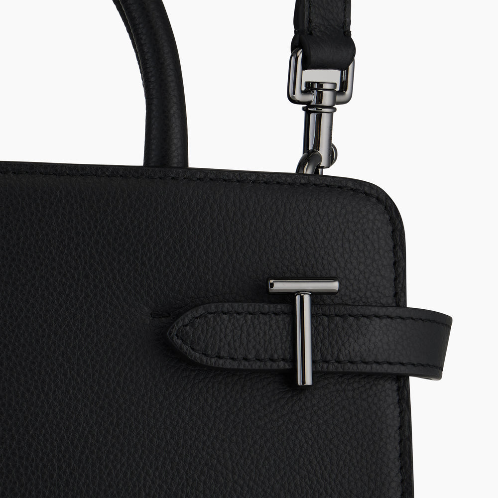Sac à main moyen modèle Emilie en cuir grainé noir Le Tanneur – vue 2