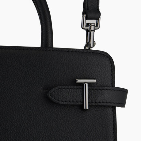 Sac à main moyen modèle Emilie en cuir grainé noir Le Tanneur – vue 2