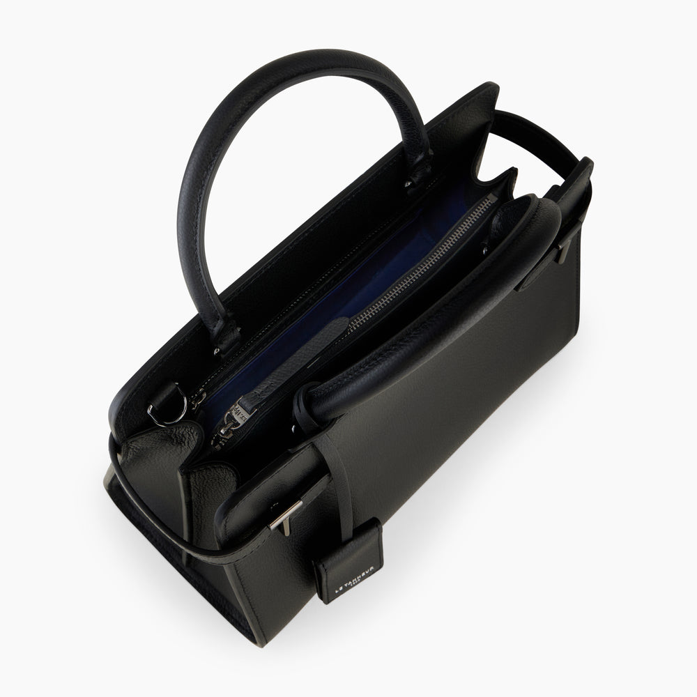 Sac à main moyen modèle Emilie en cuir grainé noir Le Tanneur – vue 3